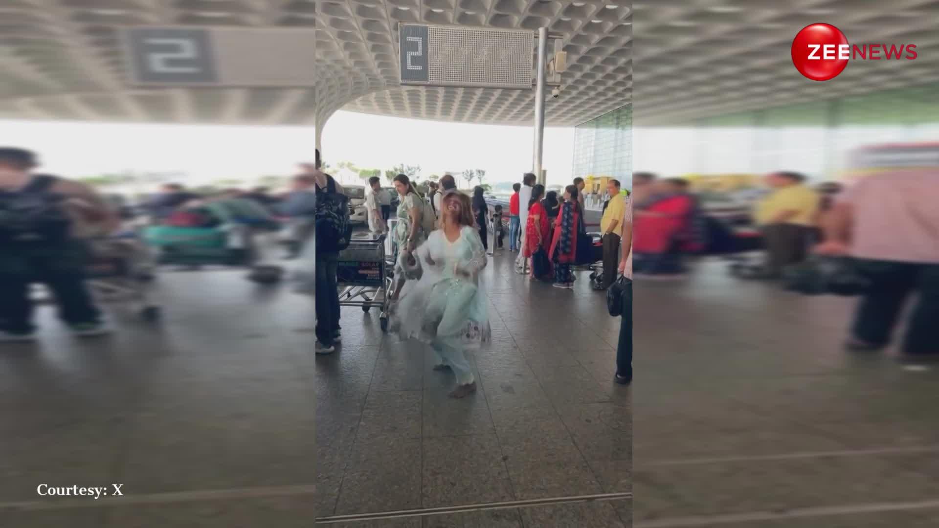 मुंबई एयरपोर्ट पर अचानक 'बकवास' डांस करने लगी महिला, लोग बोले- इन रीलबाजों का इलाज करो