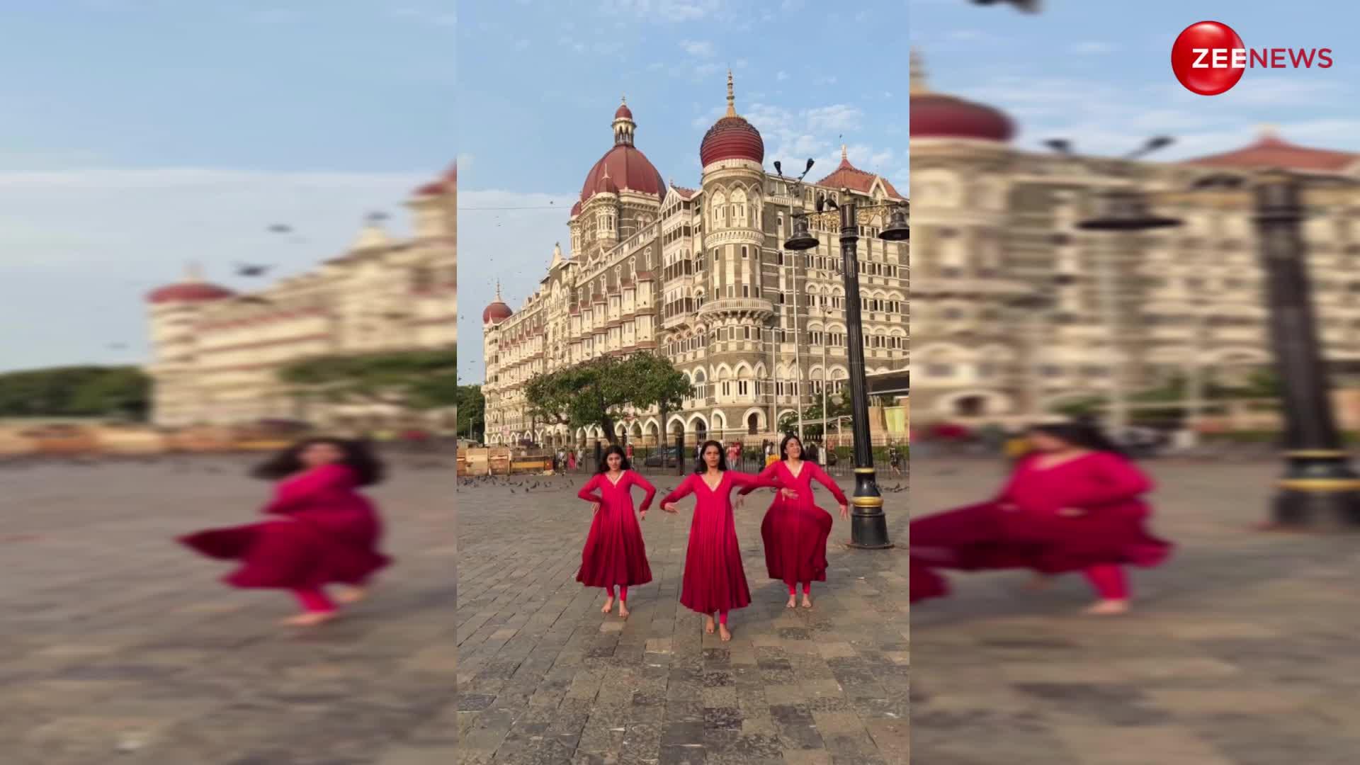 ताज होटल के सामने लाल अनारकली सूट पहनें 3 लड़कियों ने किए 'तबाह हो गए' पर शानदार स्टेप्स, डांस देख शब्द कम पड़ जाएंगे