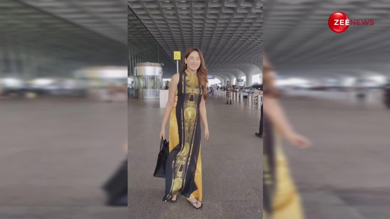 Mahira Sharma का एयरपोर्ट लुक हुआ वायलर, खूबसूरत ड्रेस और क्यूट लुक से जीता फैंस का दिल