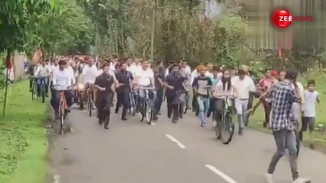 सीएम हिमंता बिस्व सरमा ने चलाई साइकिल, पीछे दौड़े बॉडीगार्ड्स, सामने आया वीडियो