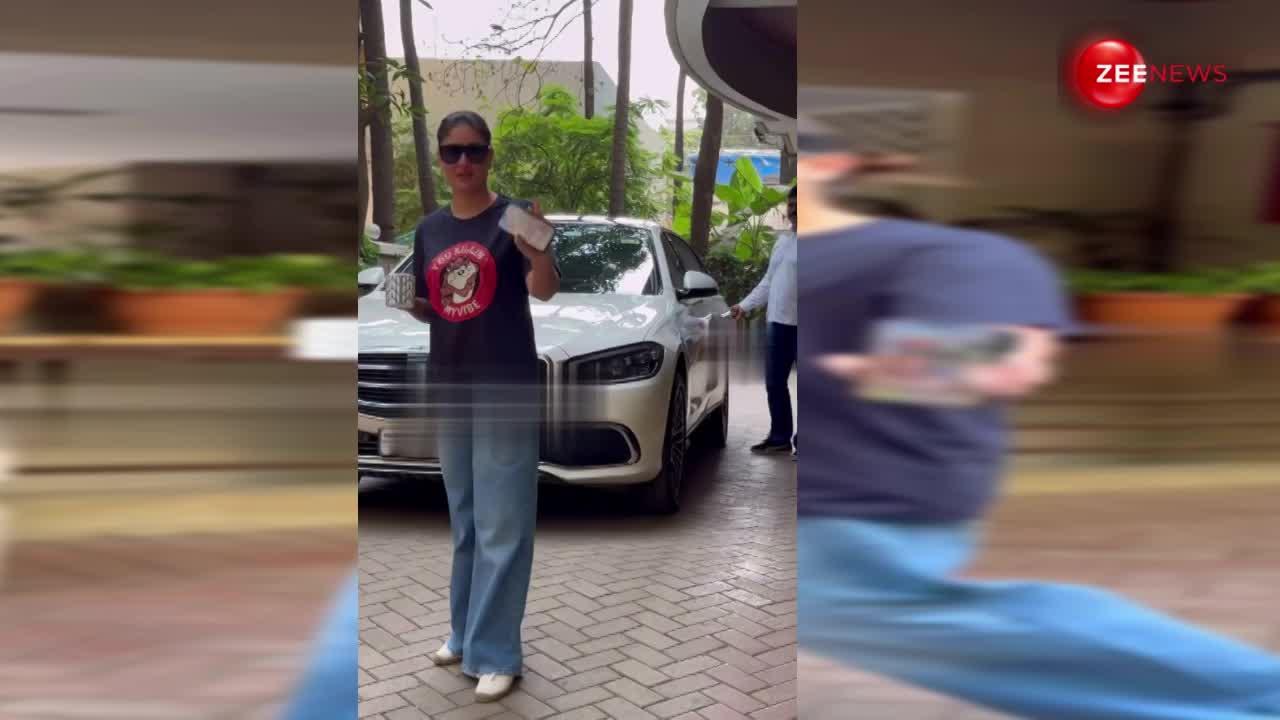 उफ्फ! लूज टी-शर्ट और डेनिम में ग्लैमर बिखेरती नजर आईं Kareena Kapoor, वीडियो हुआ वायरल
