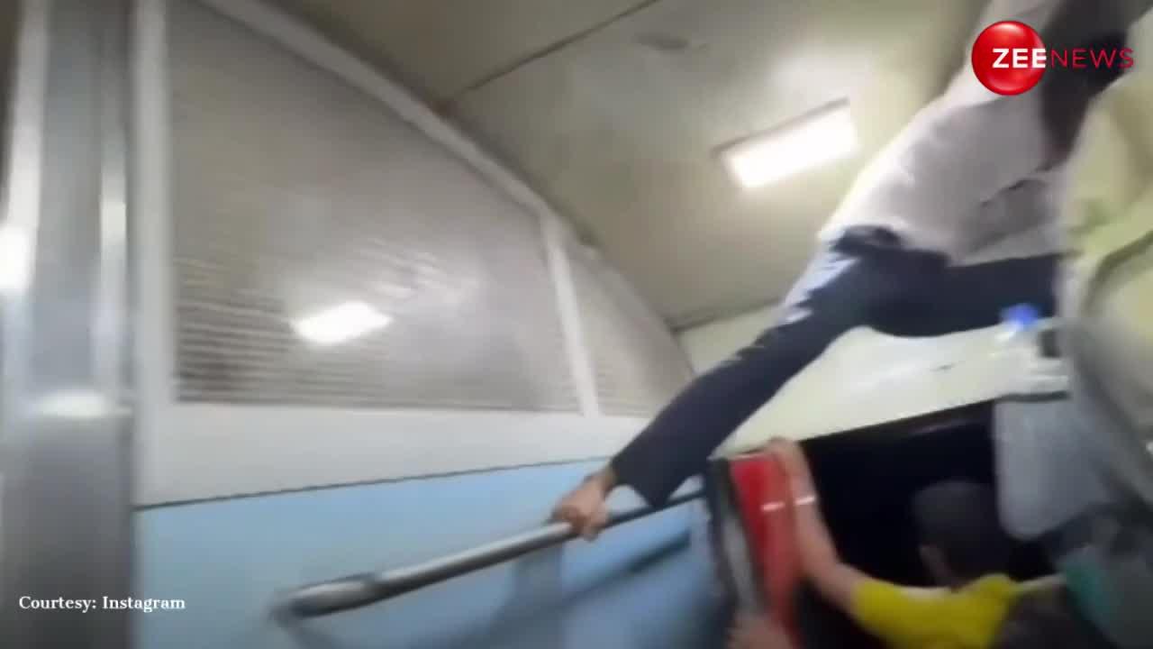 Viral Video: खचाखच भरी ट्रेन में वॉशरूम जाने के लिए स्पाइडरमैन बना शख्स, जमकर हुआ वायरल