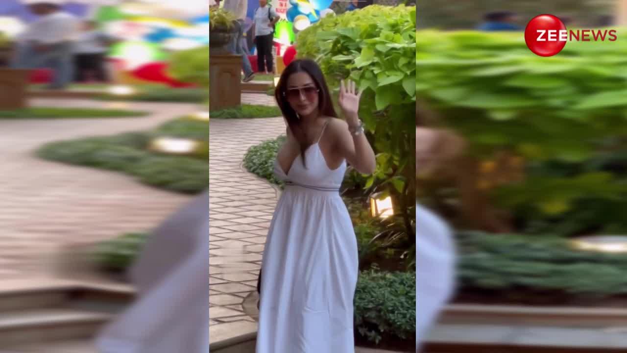 सफेद आउटफिट में मलाइका अरोड़ा लगी बेहद खूबसूरत, वीडियो हुआ वायरल