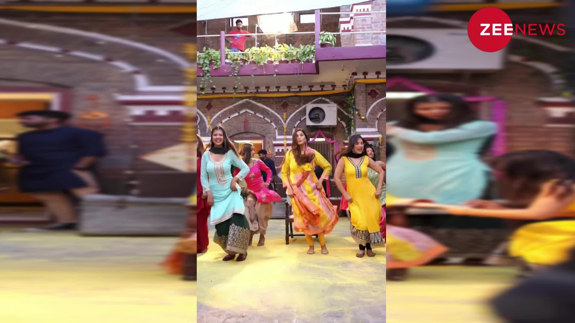 Sapna Choudhary के गाने की शूटिंग का वीडियो हुआ वायरल, देसी क्वीन पीला सूट पहन ढा रही कहर....