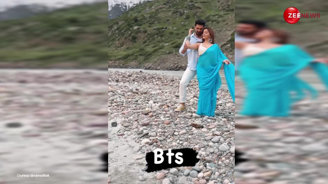 Rubina Dilaik का पति के साथ BTS वीडियो हुआ वायरल, पहाड़ों की ठंड में पतली सी साड़ी पहने नजर आईं...