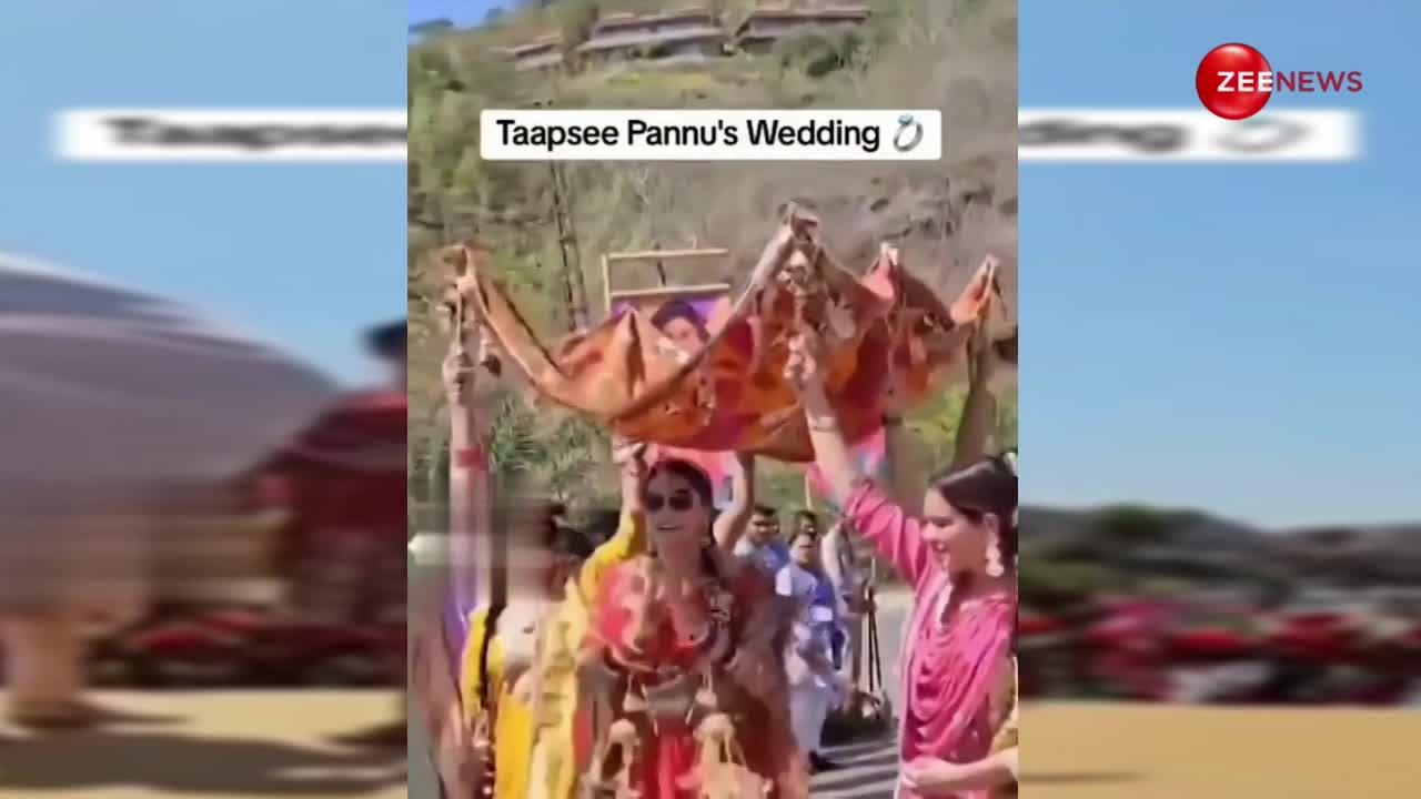 नाचते-गाते अपने दूल्हे राजा के पास पहुंची देसी कुड़ी Taapsee Pannu, सामने आया शादी का पहला वीडियो
