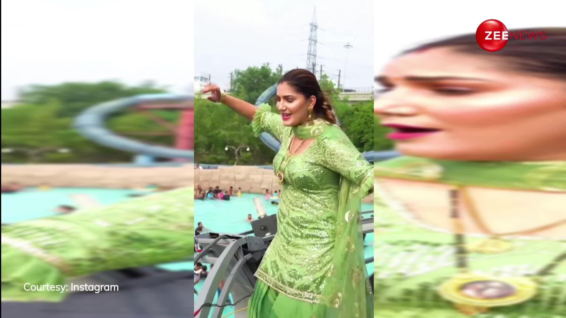 Sapna Choudhary ने ग्रीन सूट में किया जबरदस्त डांस, देखते रह गए लोग