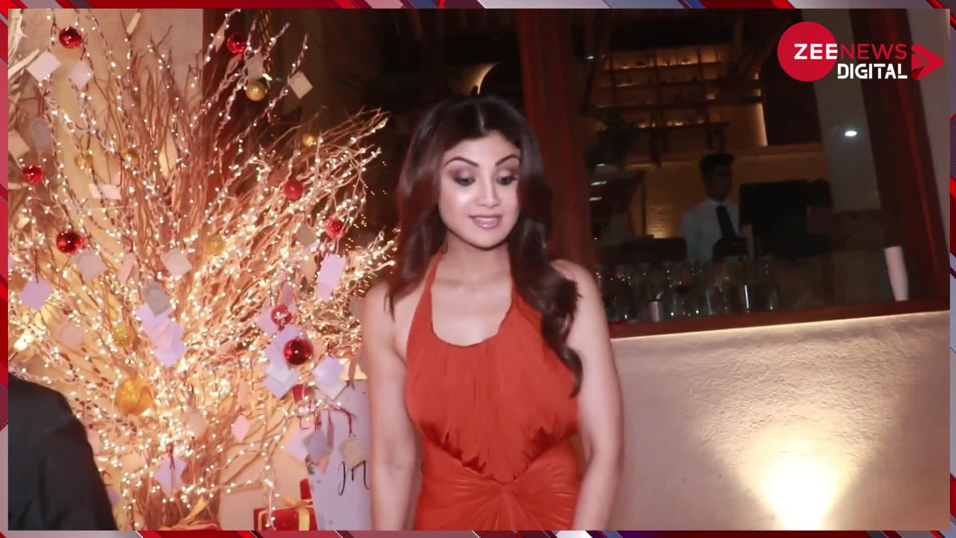 Shilpa Shetty रेड ड्रेस में ढा रही है कहर, पति Raj Kundra के साथ किया Dinner