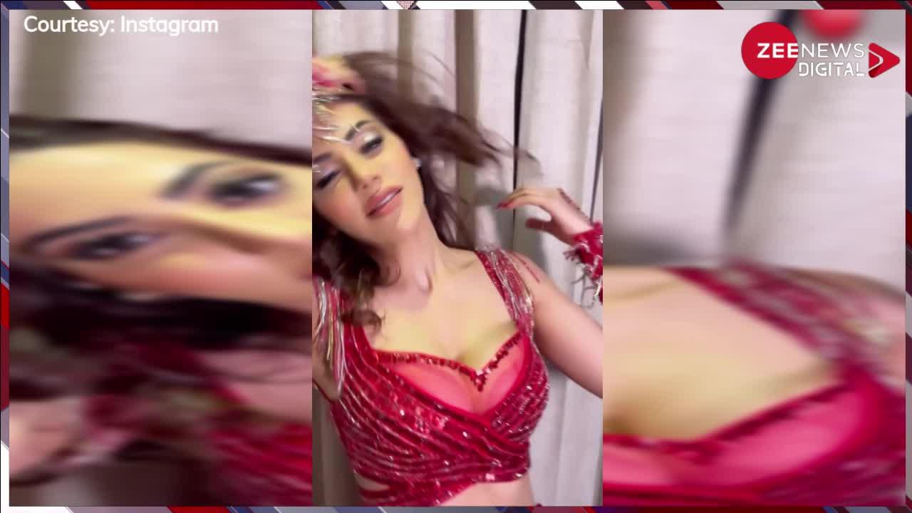 Nikki Tamboli ने रेड ड्रेस में लगाई इंटरनेट पर आग, कैमरे के सामने झुक-झुककर दिए बोल्ड पोज