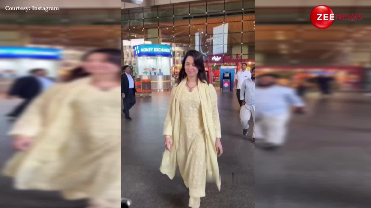 Tamannaah Bhatia ने चिकनकारी सूट पहन एयरपोर्ट पर मारी एंट्री, वीडियो ने बढ़ाई फैंस की धड़कन