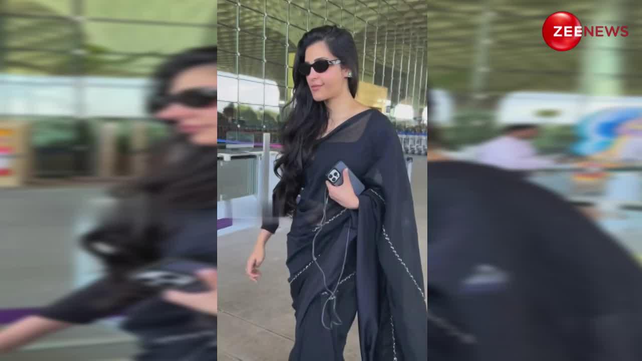 वेस्टर्न कपड़े छोड़ अब एयरपोर्ट पर काली साड़ी पहन आईं Shruti Haasan, सादगी से मोहा फैंस का दिल