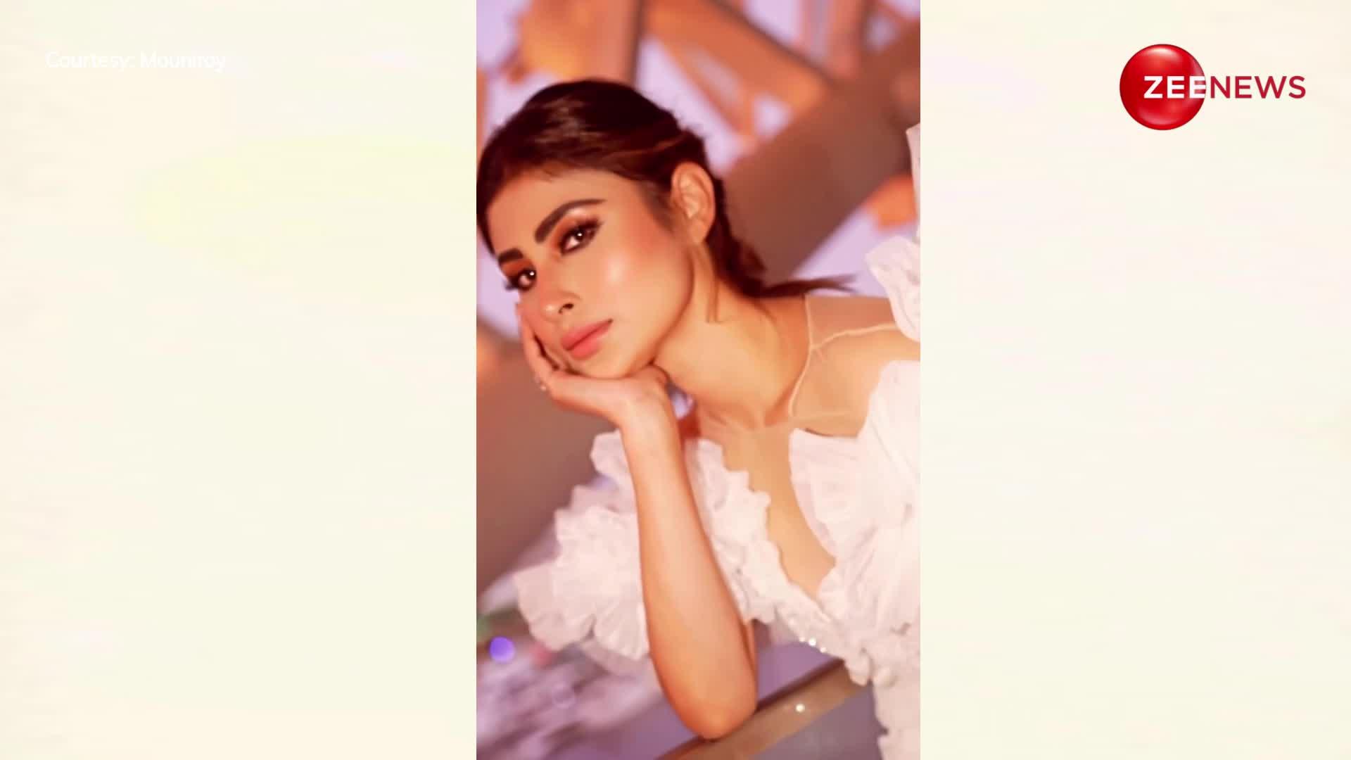 mouni roy showed cleavage in sexy white frill gown people went crazy after seeing the hotness