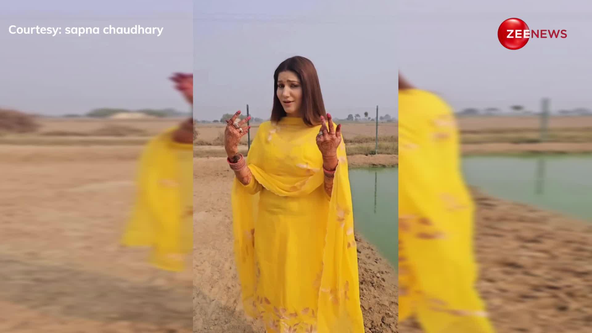 Sapna Choudhary ने तालाब के बगल में मचाई डांस की धूम, 'लड्डू पीले' कलर का सूट पहन दिखाए कातिल मूव्स