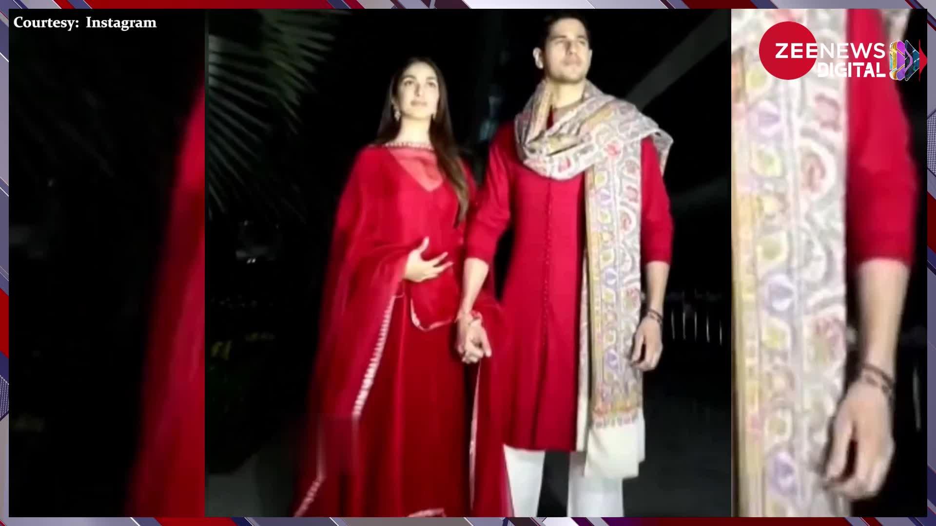 हाथो में हाथ डाले गृह प्रवेश करने अपने घर पहुंचे Sidharth Malhotra और Kiara Advani, लाल रंग पहने दिखा जोड़ा