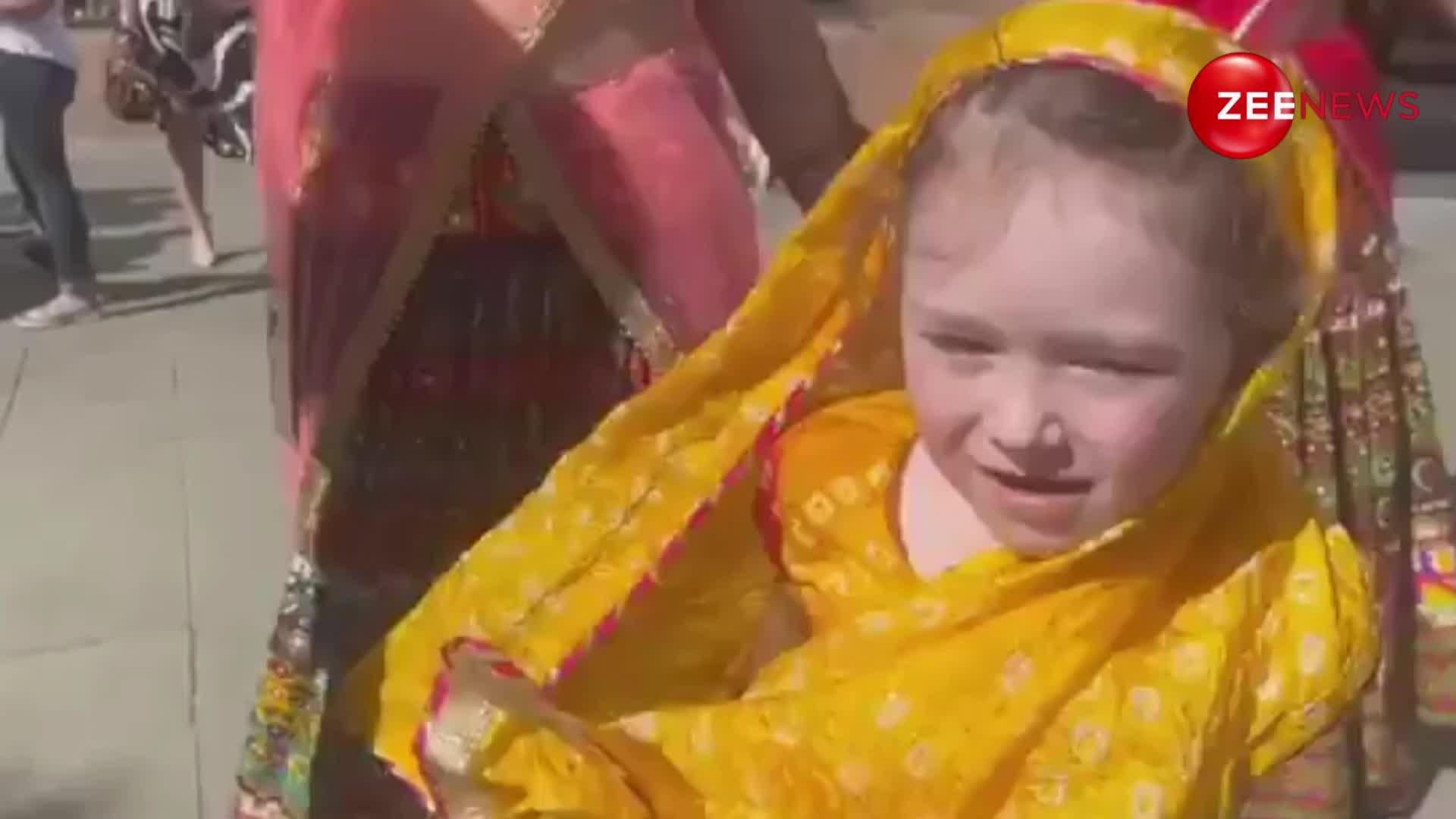 पीएम मोदी के स्वागत में इंडियन कपड़े पहन ढोल पर भांगड़ा करते दिखी छोटी सी रशियन बच्ची, देख हैरान रह गए लोग