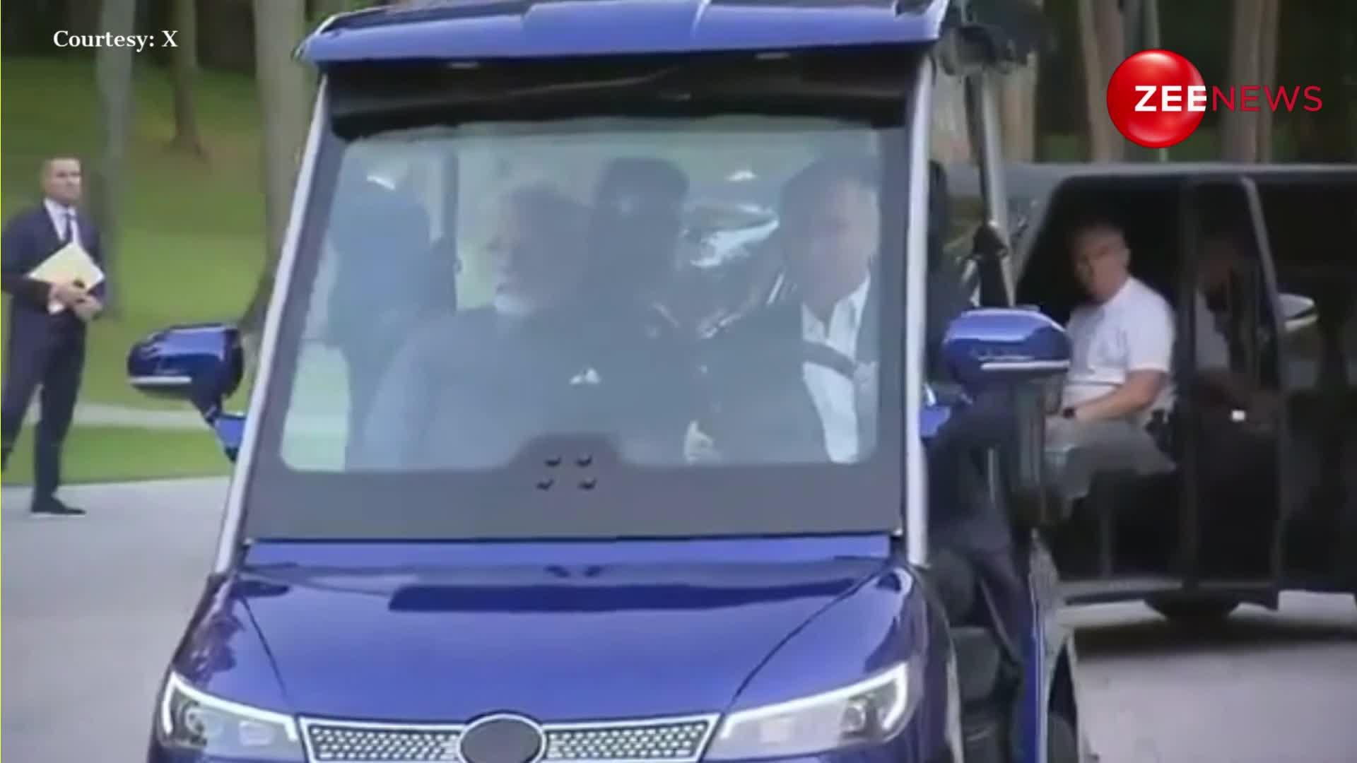 इलेक्ट्रिक कार में पीएम मोदी को बिठाकर पुतिन ने किया ड्राइव, देखें VIDEO
