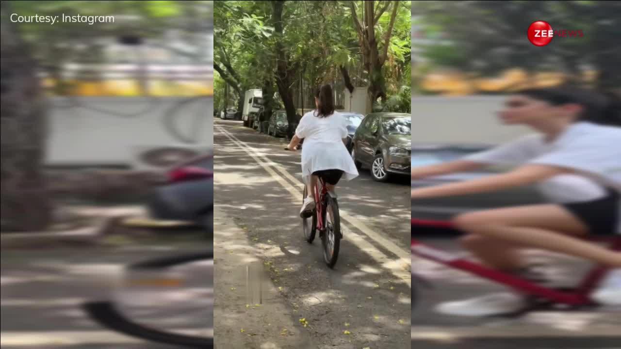 ब्लैक कलर के ब्रा में साइकिल चलाते दिखी Shanaya Kapoor, वीडियो हुआ वायरल