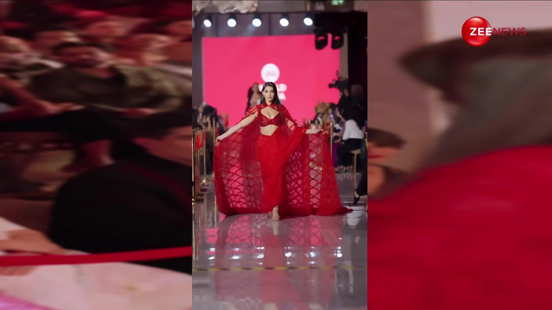 दिवाली से पहले ही लाल पटाका बन Manish Malhorta के एक्सपेंसिव ड्रेस में नजर आईं Nora Fatehi, खुलेआम शो किया अपना कर्वी फिगर