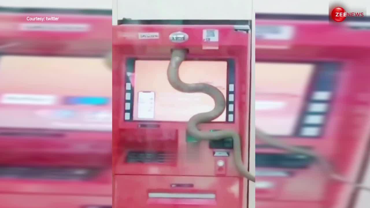 ATM मशीन में ही घुस गया खतरनाक किंग कोबरा, वीडियो देख आप भी जाएंगे सहम