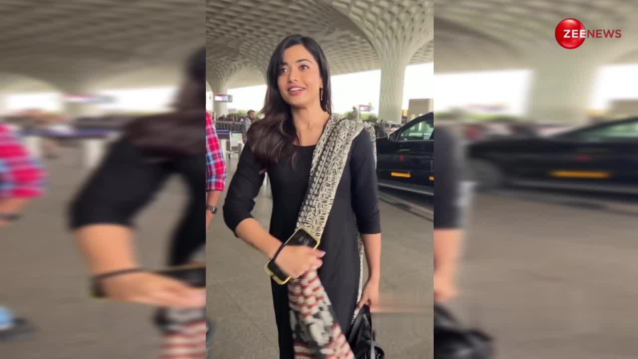 ब्लैक सूट में Rashmika Mandanna ने एयरपोर्ट पर बिखेरा अपने हुस्न का जलवा, पैप्स की आवाज पर दि फ्लाइंग किस