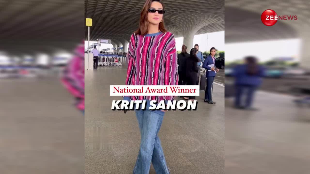 Kriti Sanon रंग बिरंगे ड्रेस पहने एयरपोर्ट पर आईं नजर, कैजुअल लुक ने लोगों को बनाया दीवाना