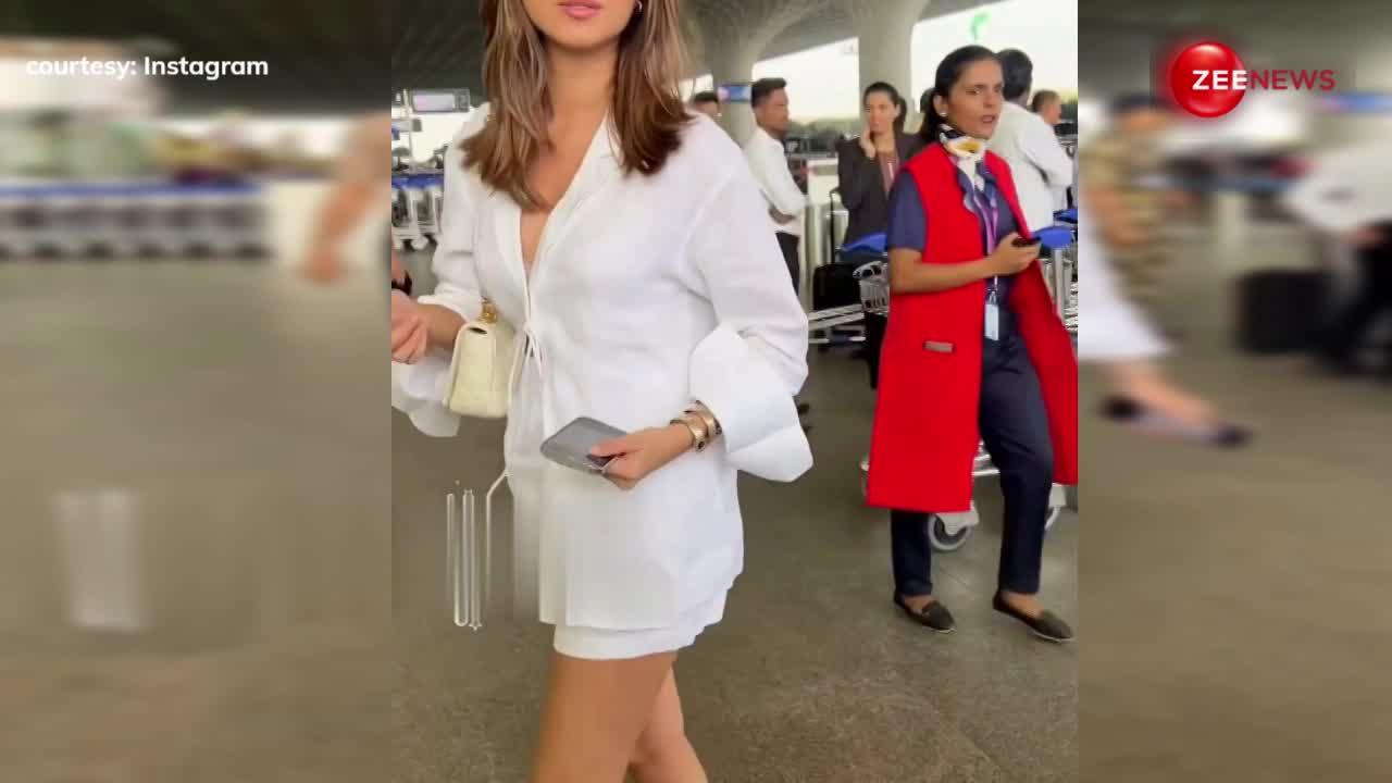व्हाइट कलर के आउटफिट में एयरपोर्ट पर नजर आईं Tara Sutaria, वीडियो हुआ वायरल