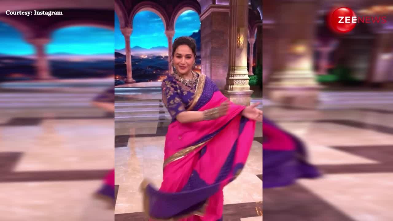 साड़ी पहन Madhuri Dixit ने 'बरसो रे मेघा मेघा' गाने पर किया शानदार डांस, वीडियो पर मिलियन्स व्यूज हुए पार