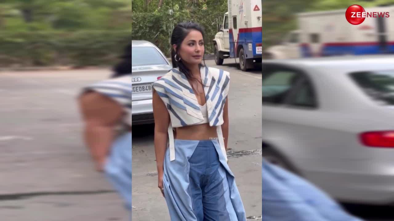 ब्रा के ऊपर अजीबो-गरीब शर्ट पहन आईं Hina Khan, हवा से उड़ने लगी ड्रेस तो छिपाए भी छिपा न सकी सेक्सी फिगर