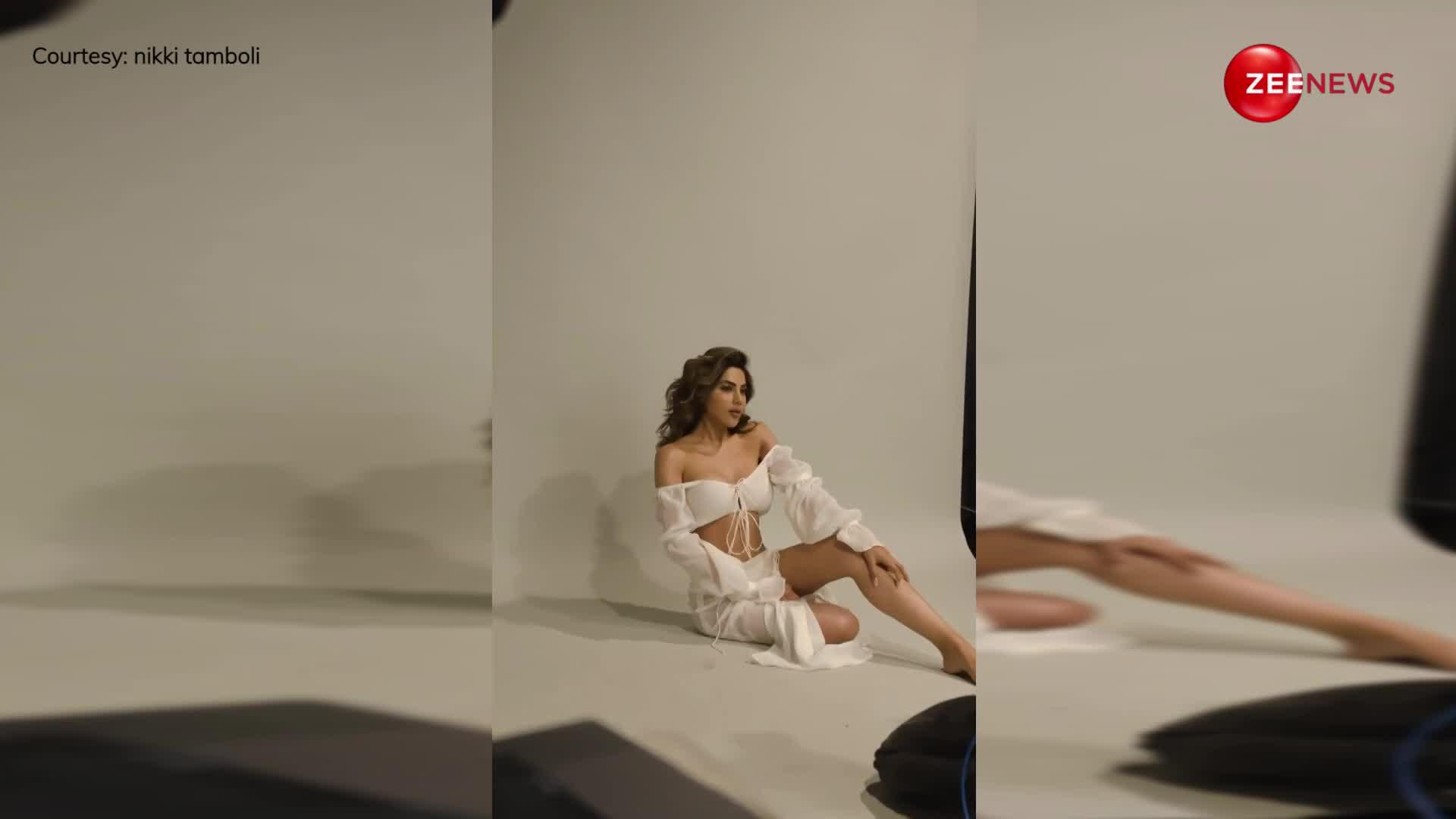 ब्रालेस टॉप पहन जमीन पर बैठ, Nikki Tamboli ने शूट कराया अपना सेंसिटिव वीडियो