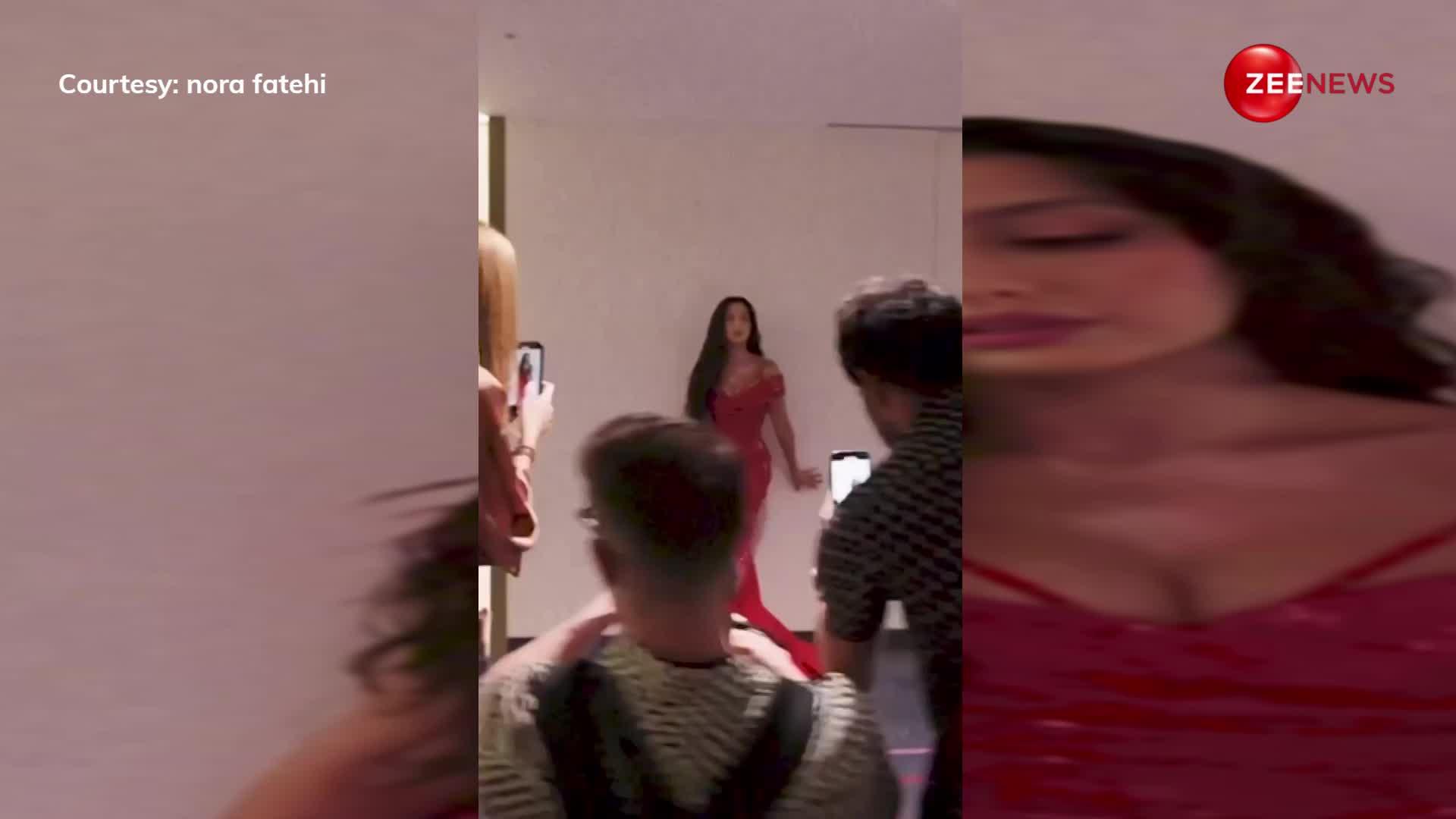बोल्ड Nora Fatehi ने रेड हॉट ड्रेस पहन कैमरे के सामने दिखाया अपना कर्वी फिगर, एक्ट्रेस की कातिल अदाओं के दीवाने हुए लोग