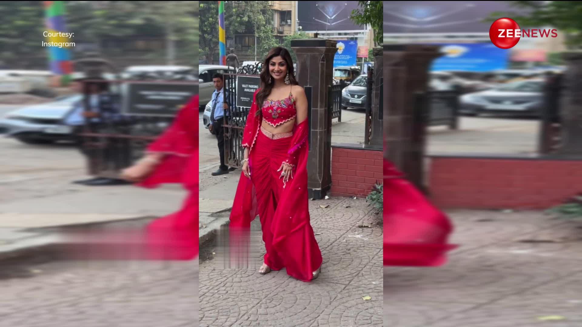 Shilpa Shetty रेड ड्रेस में आईं नजर, अपनी सादगी से चुराया फैंस का दिल