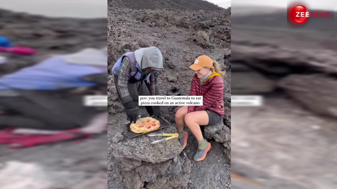 बीच ज्‍वालामुखी पर महिलाओं ने पकाया पिज्जा, गाने-बजाने के साथ किया खूब मौज