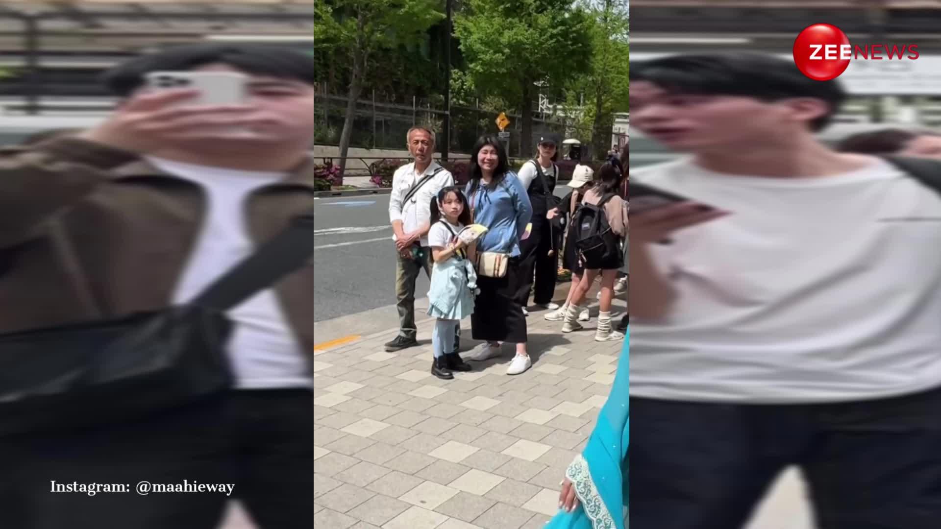 जापान की सड़कों पर साड़ी पहनकर निकली लड़की, देख फोटो और वीडियो लेने लगे लोग; रिएक्शन वायरल