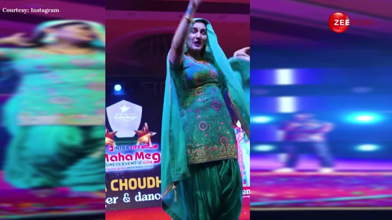 हरा डोरी वाला पटियाला सूट पहनकर Sapna Choudhary ने किया हरियाणवी गाने पर धमाकेदार डांस, देखें वीडियो