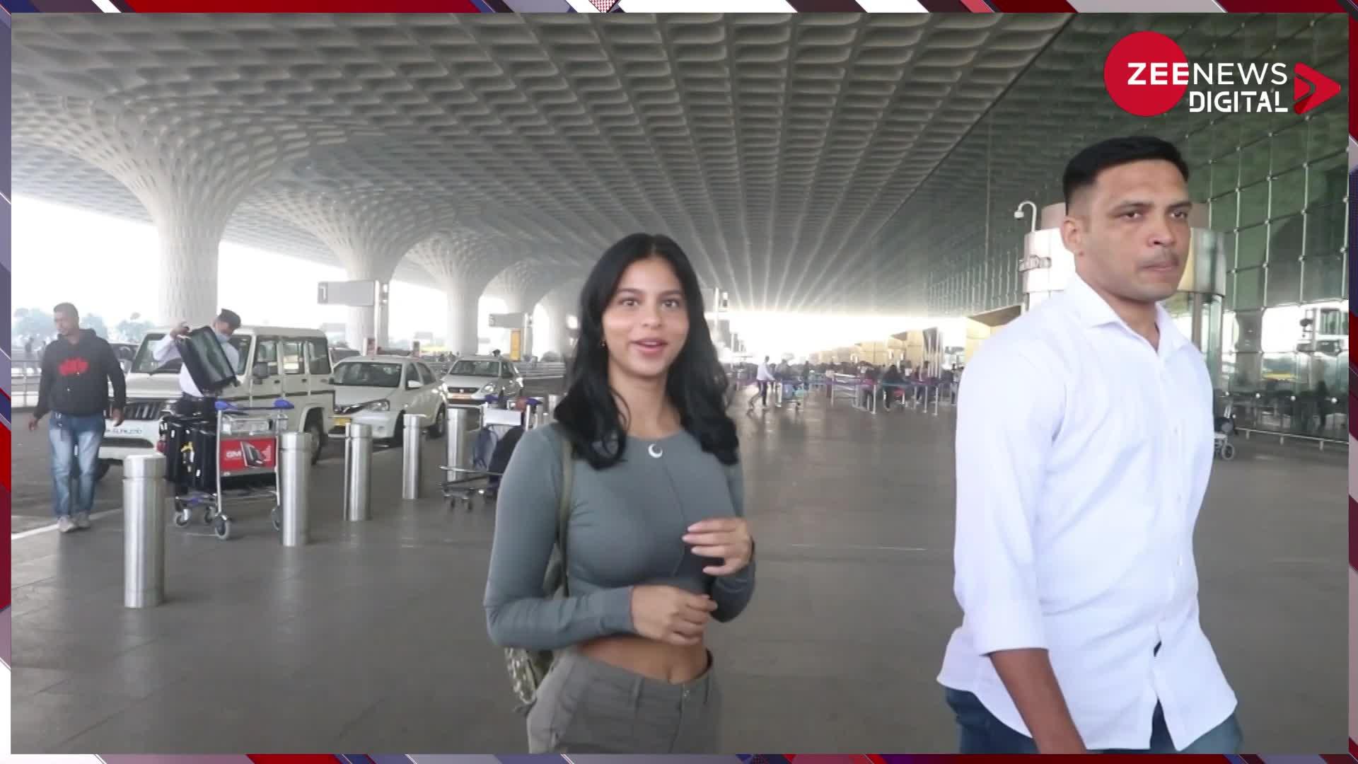 Shahrukh Khan की लाडली सुहाना खान जब क्रॉप टॉप पहन पहुंची एयरपोर्ट, पतली कमर देख लोगों ने कहा- 'गायब मत हो'...