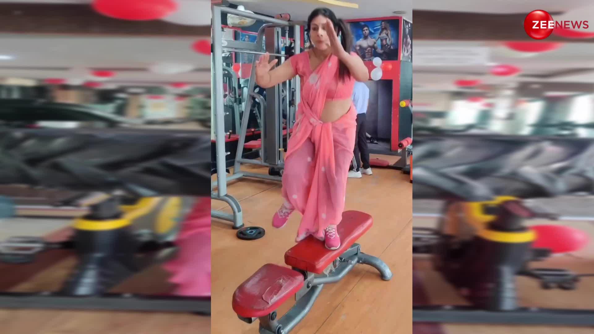महिला ने जिम में साड़ी पहनकर किया वर्कआउट लोगों के उड़ गए होश, वायरल हो रही हैं वीडियो