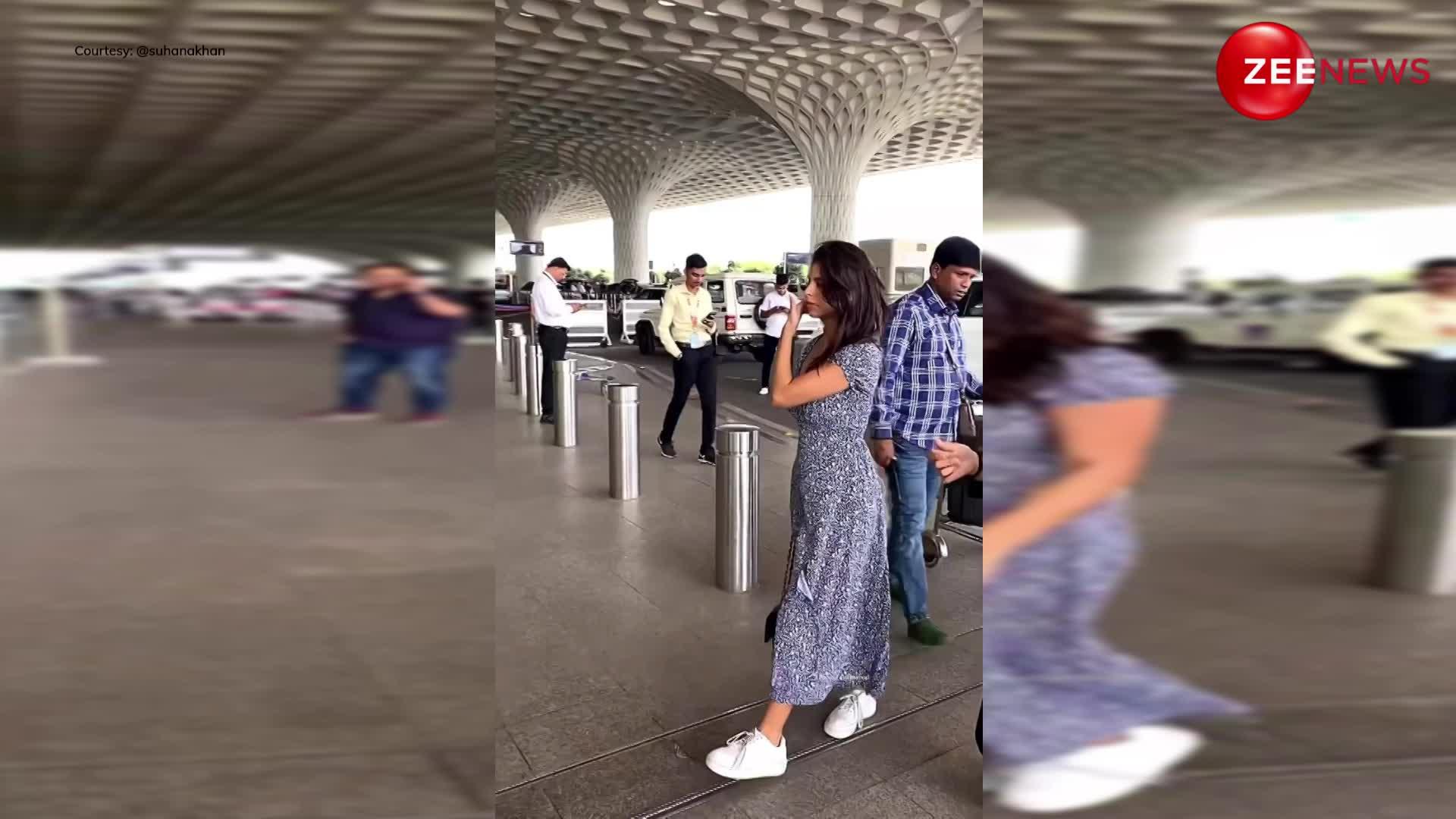 बन ठनकर एयरपोर्ट पर नजर आई Suhana Khan वीडियो, देख निहारते ही रह गए फैंस
