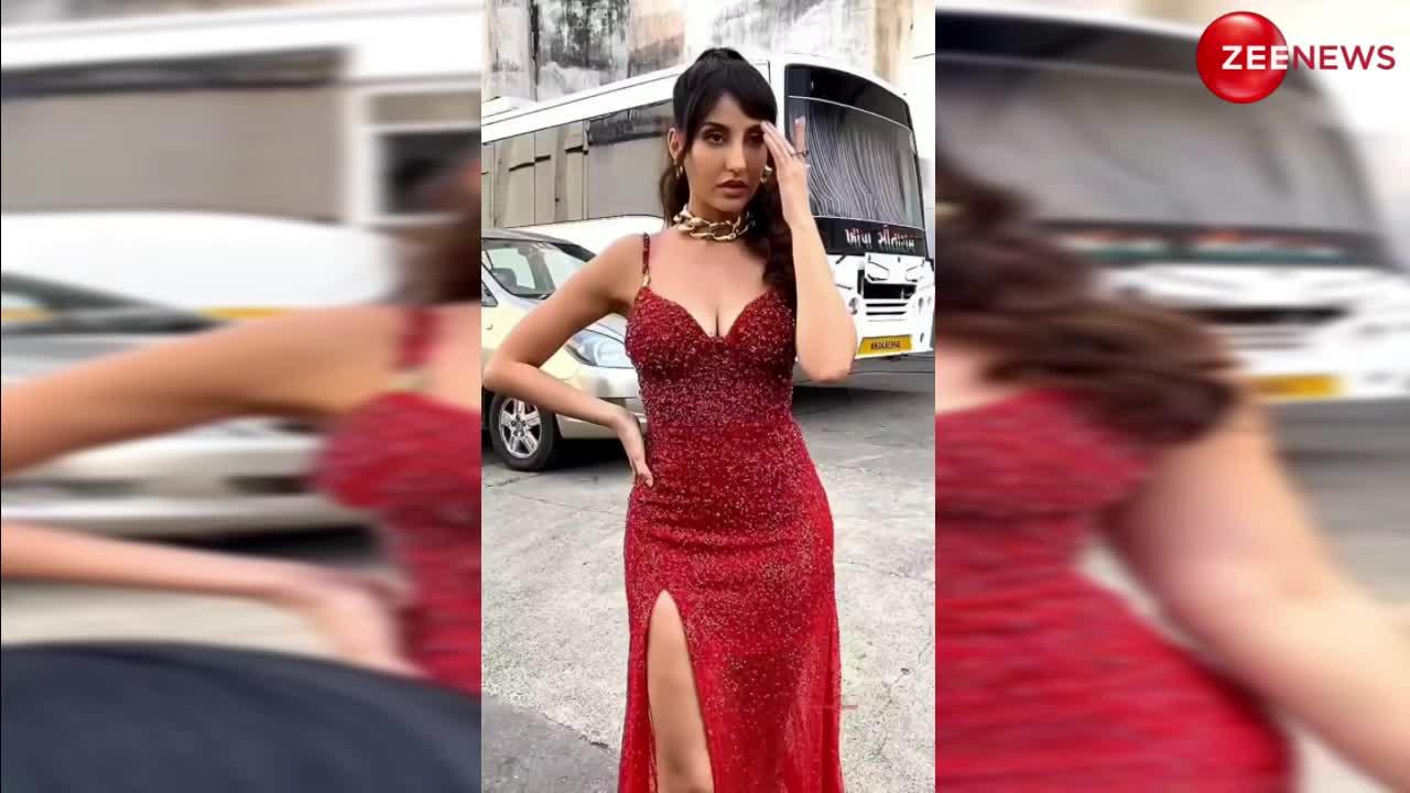 रेड हॉट ड्रेस में Nora Fatehi को देख फिर बहका फैंस का मन, क्लीवेज कट ब्लाउज पहन एक्ट्रेस ने उड़ाए लोगों के होश
