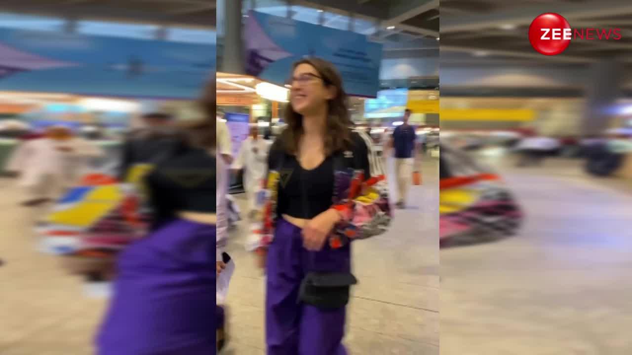 चमकीला जैकेट पहन एयरपोर्ट पर कमर मटकाते नजर आईं Sara Ali Khan, यूजर बोले- दीदी थोड़ा संभल के
