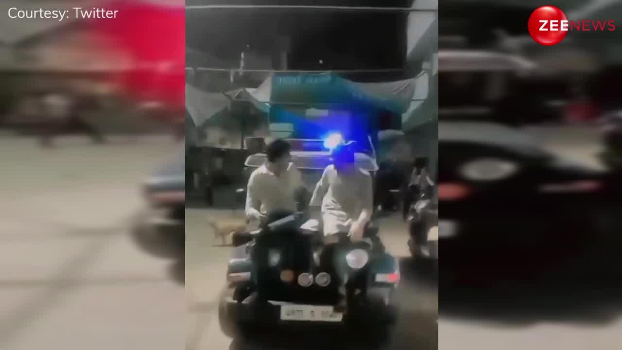 कानपुर पुलिस की जीप पर बैठकर लाइट जलाकर बनवाई 2 लड़कों ने रील, पीछे बजाया 'जलवा रे जलवा'; Video देख मचा हड़कंप
