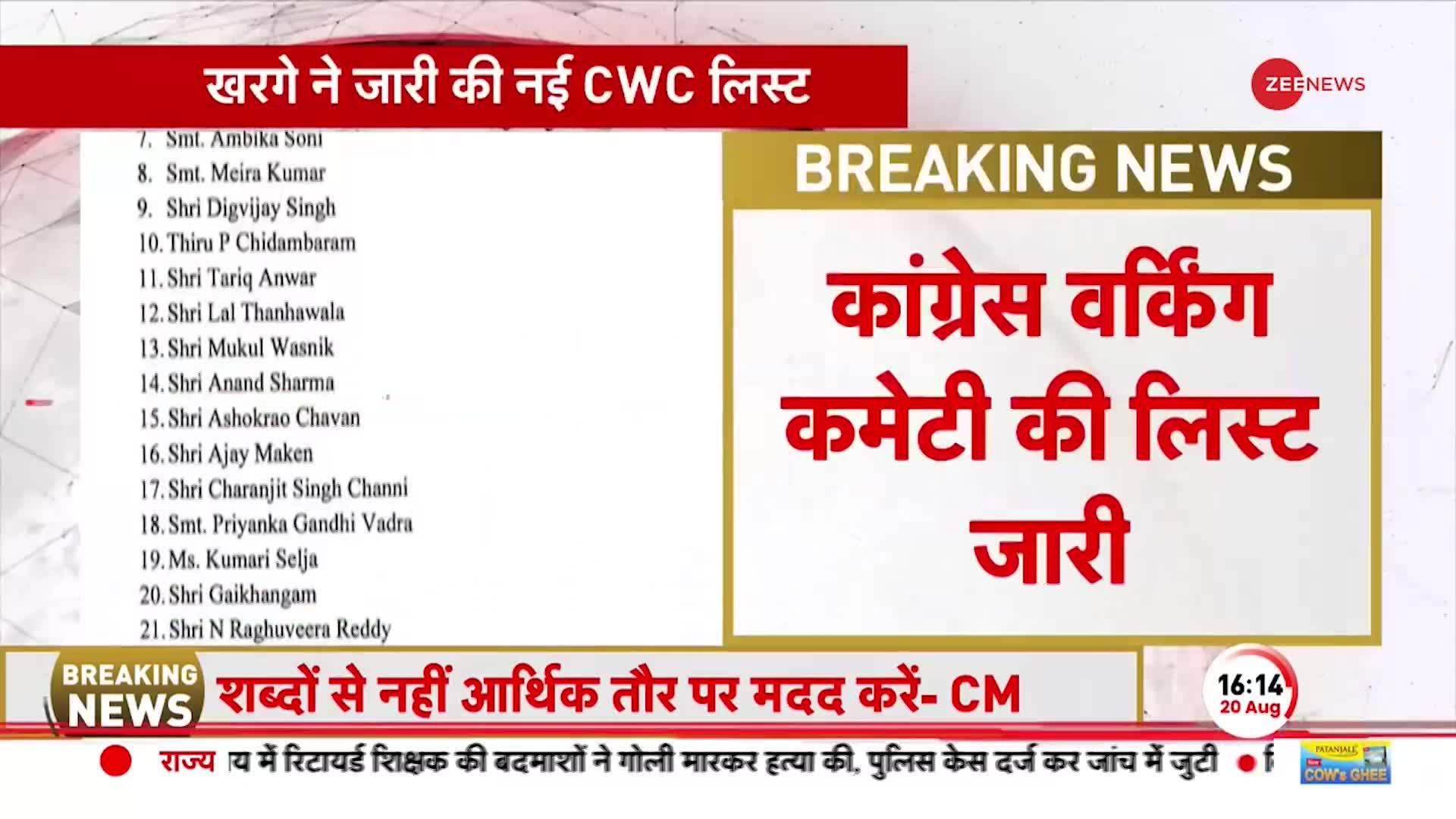Congress Breaking: CWC की लिस्ट जारी, लिस्ट में पायलट और प्रियंका गांधी के नाम शामिल