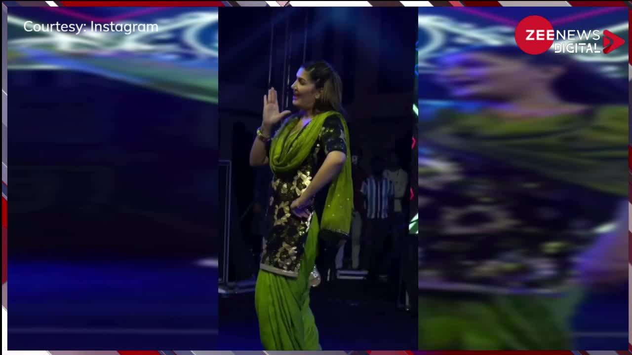 हरे सूट में बिजली की तरह चमकीं Sapna Choudhary, फिर डांस कर उड़ाया गर्दा; देखती रह गई भीड़