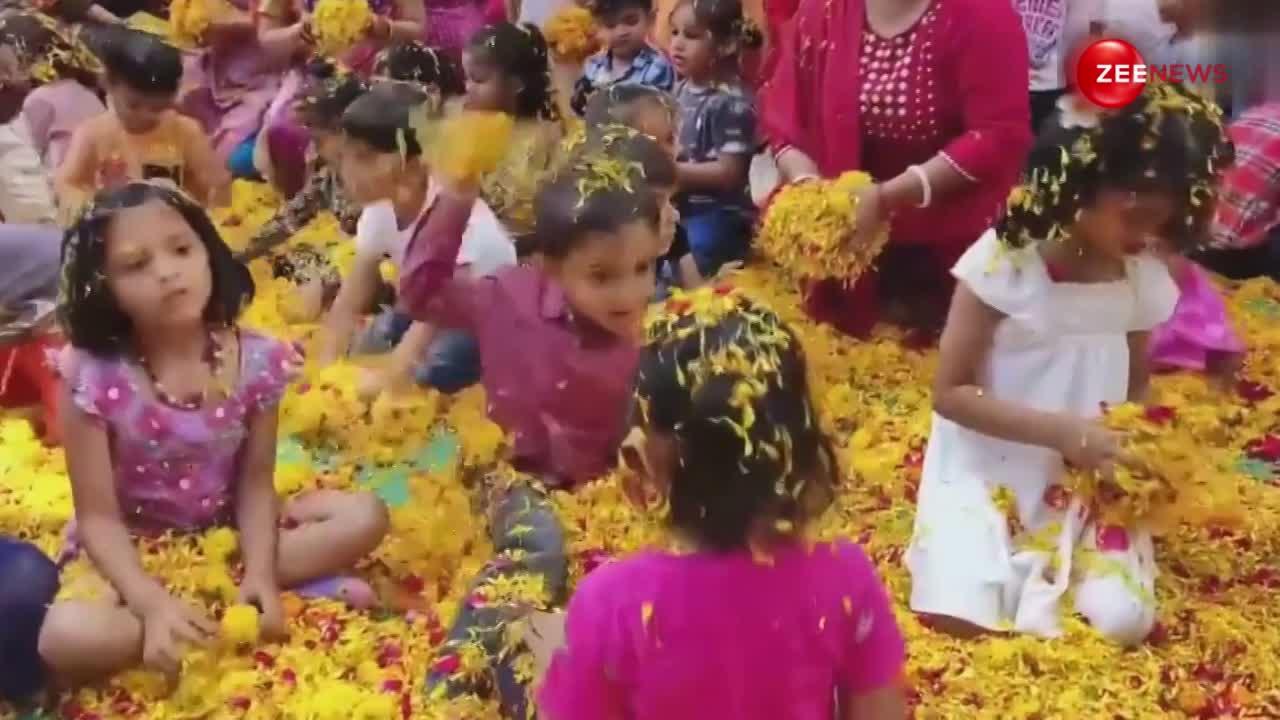 बच्‍चों ने फूलों से खेली होली, देखकर तबियत हो जाएगी खुश