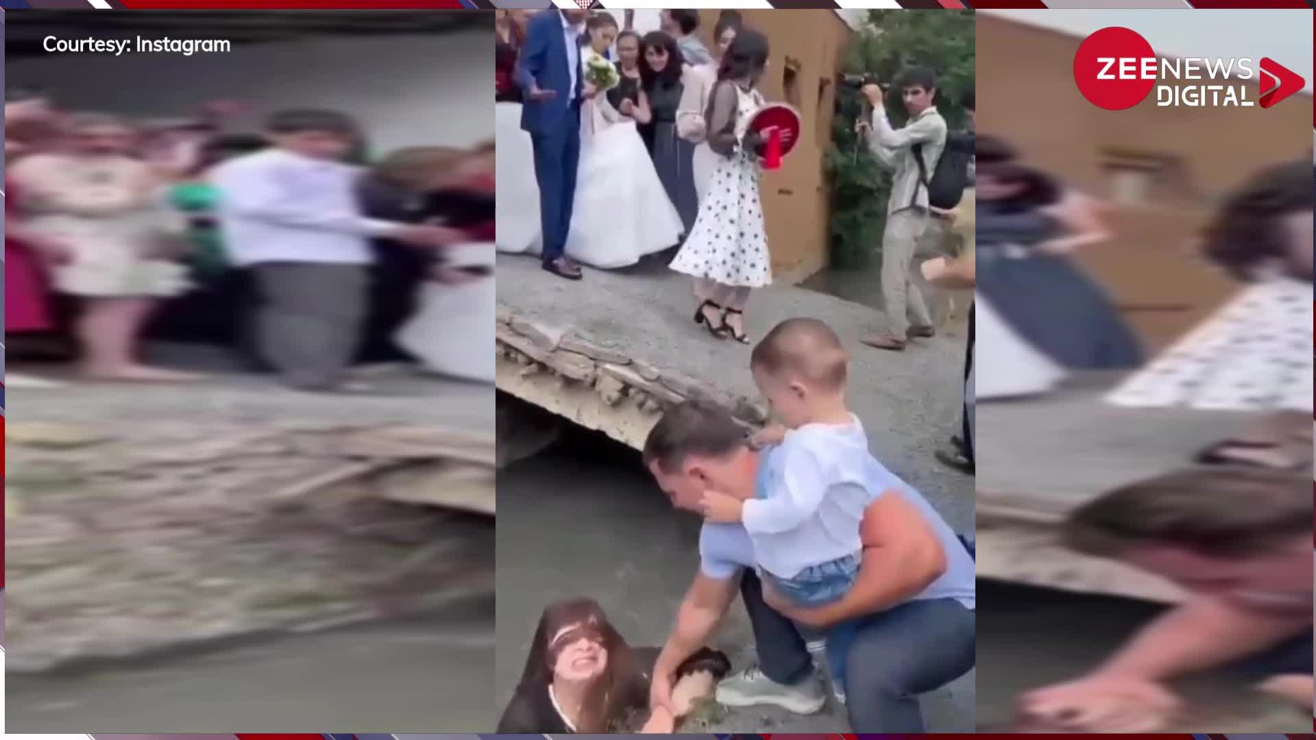 Viral: शादी का वीडियो बनाने में मगन थी महिला, तभी फिसला पैर और जा गिरी नाले में, फिर......