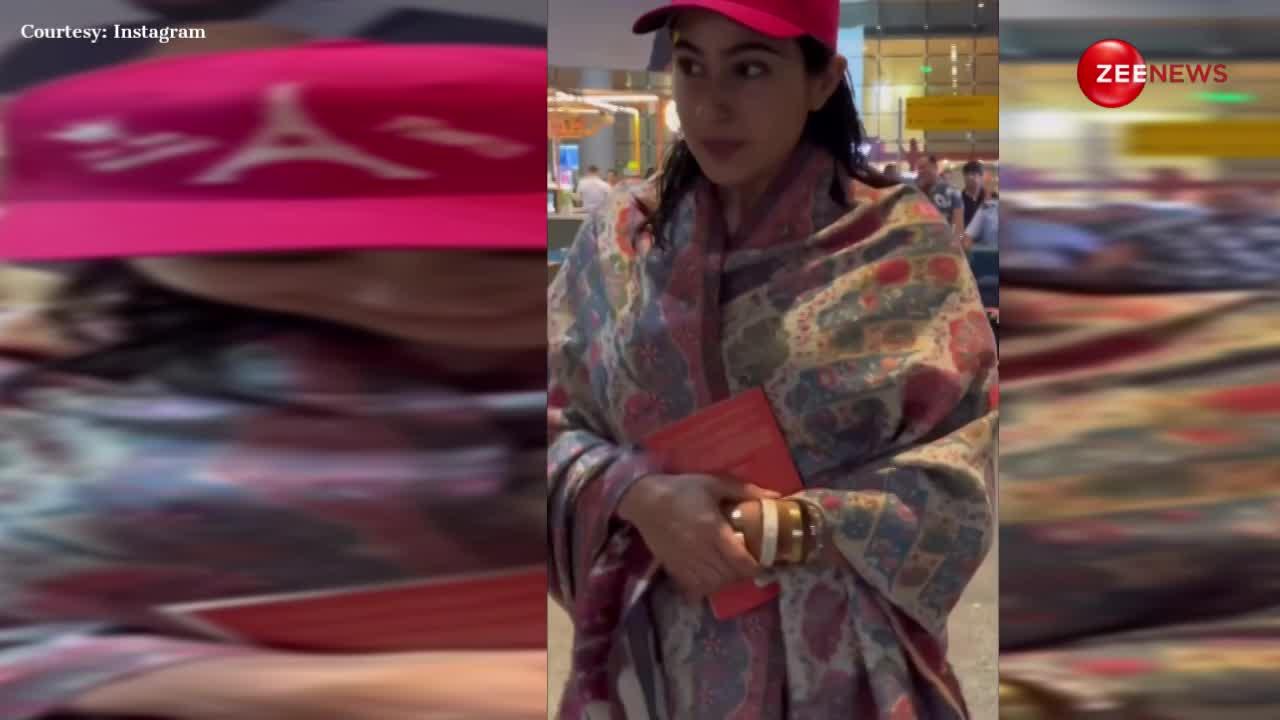 एयरपोर्ट पर शॉल ओढ़े नजर आईं Sara Ali Khan, देखें वीडियो