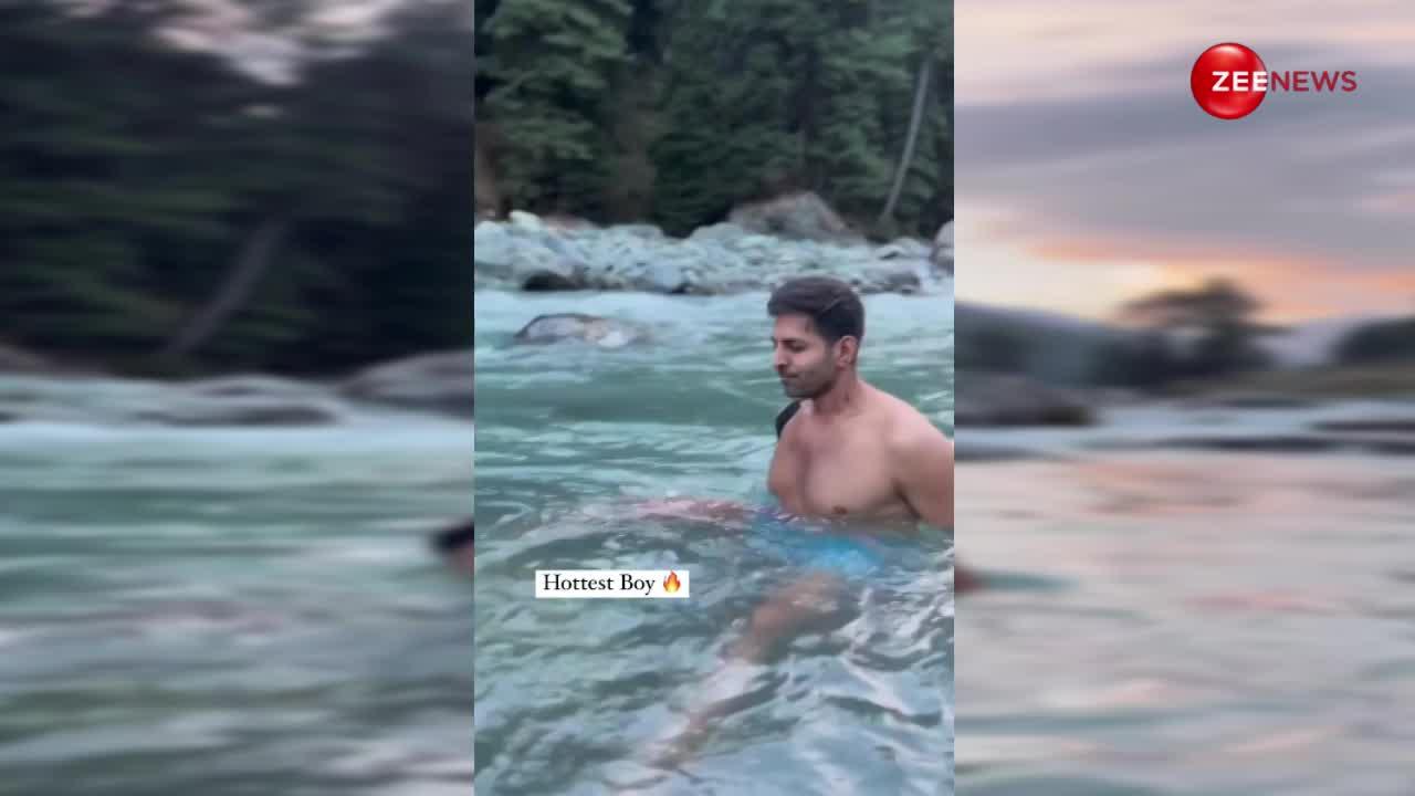 शर्टलेस होकर Kartik Aaryan ने ठंडे पानी की नदी में लगा दी छलांग, कश्मीर में लिया आइस बाथ का मजा