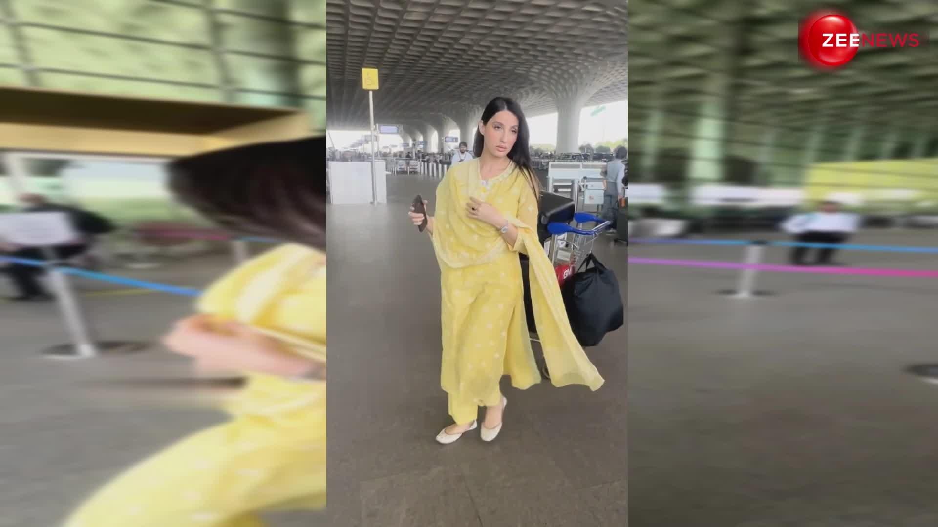 Nora Fatehi के ट्रेडिशनल लुक पर फैंस हार गए दिल, पीला चिकनकारी सूट पहनकर बढ़ाया इंटरनेट का पारा