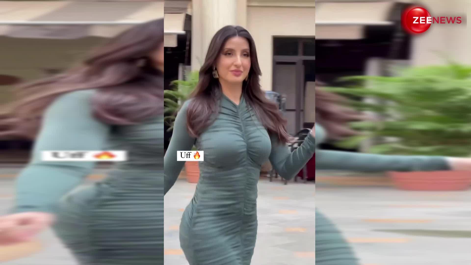 Nora Fatehi के टाइट ग्रीन ड्रेस ने बढ़ाई फैंस की धड़कनें, अपनी दिलकश अदाओं से लूटा दिल- VIDEO