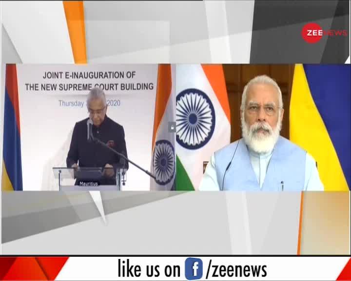 प्रधानमंत्री मोदी ने वीडियो कॉन्फ्रेंसिंग के जरिये किया मॉरीशस में सुप्रीम कोर्ट बिल्डिंग का उद्घाटन