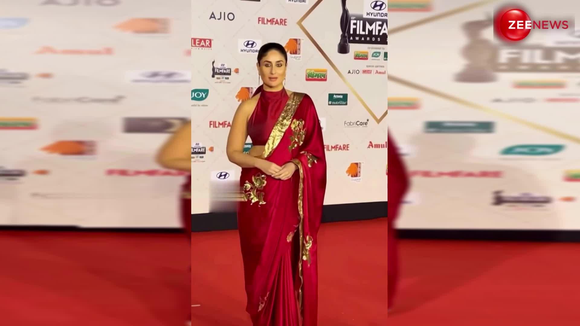 रेड डिजाइनर साड़ी में Kareena Kapoor ने दिखाई इतनी कातिल अदाएं, देख दिल हार बैठे फैंस